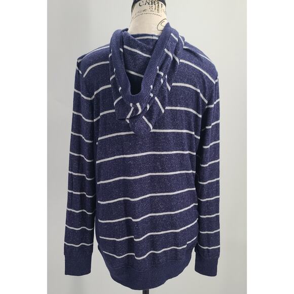 Market & Spruce Stitch Fix Navy & White Zip-Up Sweater Size Medium nautical Cozy - Picture 2 of 6